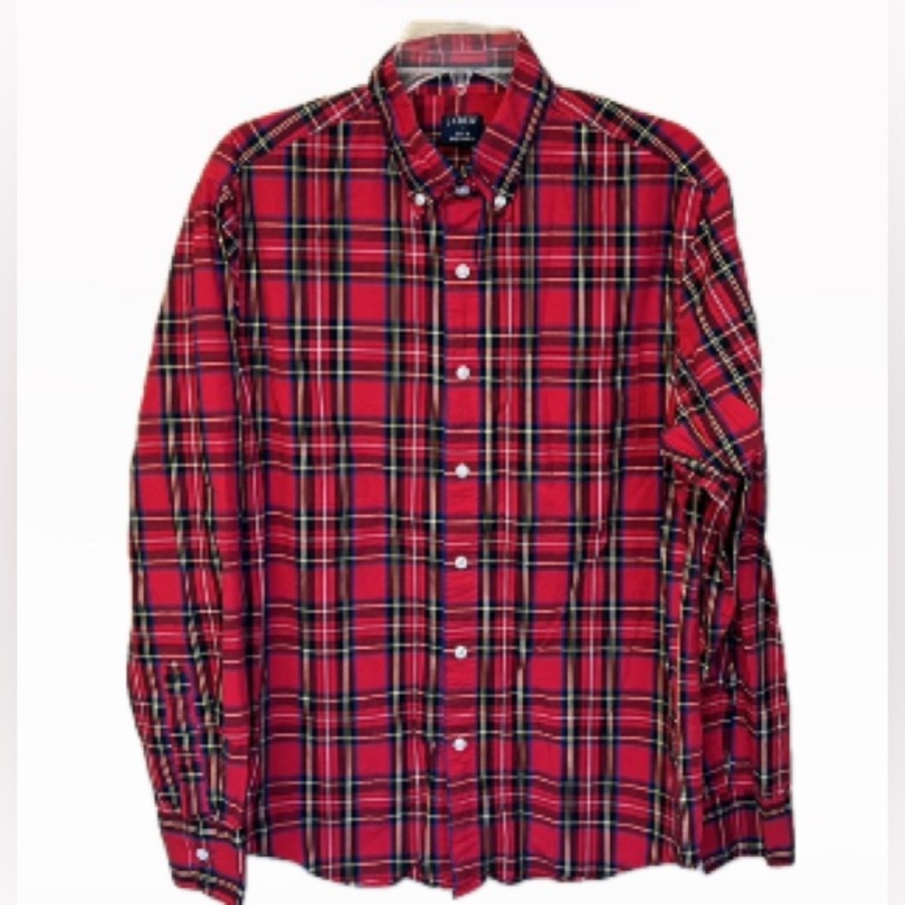J. Crew Red Plaid Long Sleeve Button Down Shirt Size M
